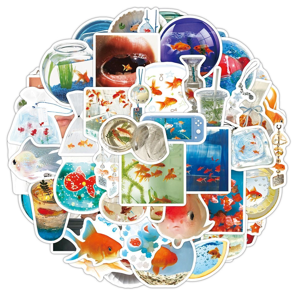 100Pcs Cartoon Retro Goldfish Atmosphere Stickers