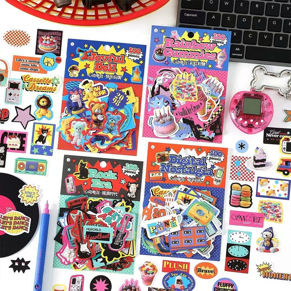 100Pcs Old Memory Radio Theme Stickers