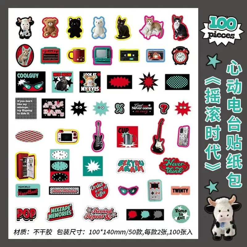 100Pcs Old Memory Radio Theme Stickers