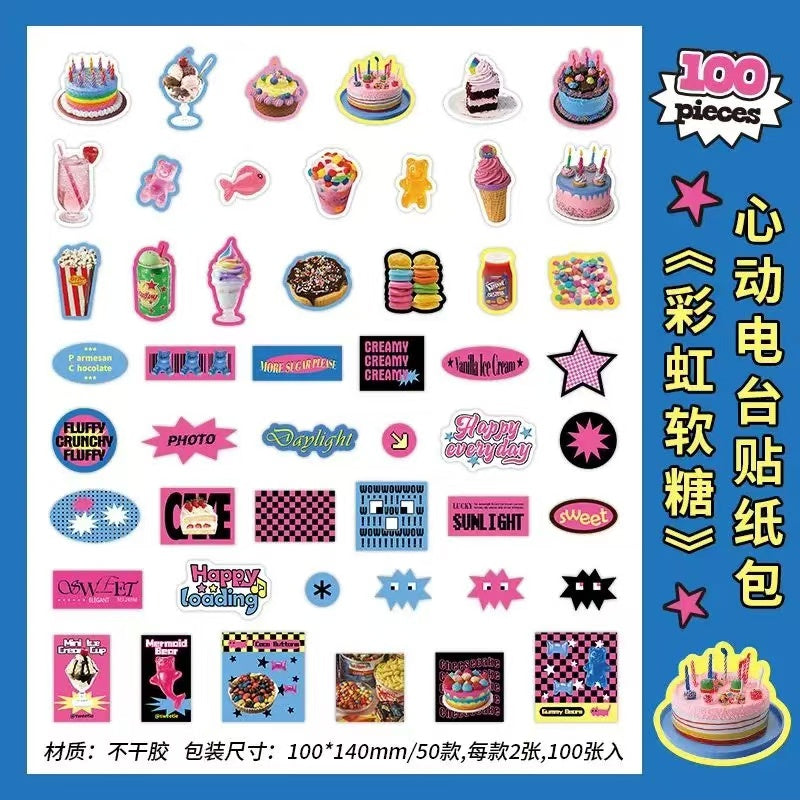 100Pcs Old Memory Radio Theme Stickers