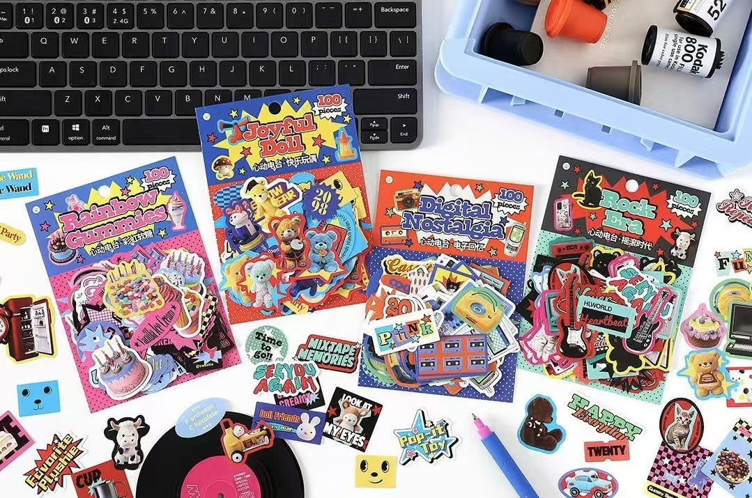 100Pcs Old Memory Radio Theme Stickers