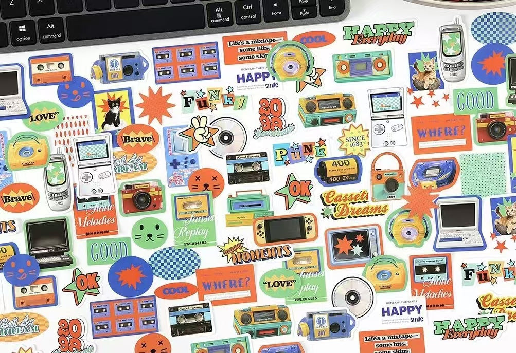 100Pcs Old Memory Radio Theme Stickers