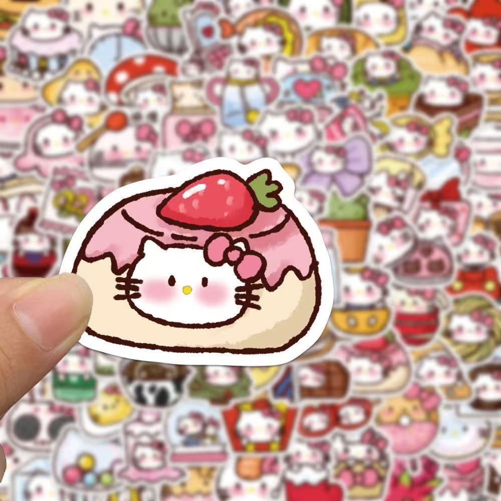 103pcs Cute Food Themed Kitty Cat Convenience Store Stickers