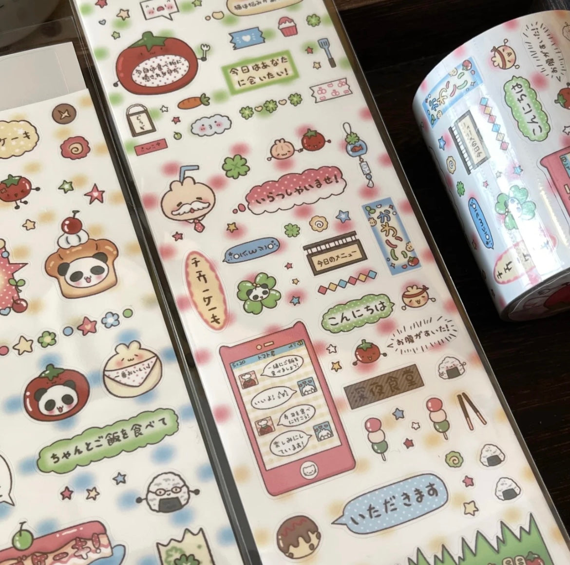 13inches Tomato Panda Head Sticker Strip