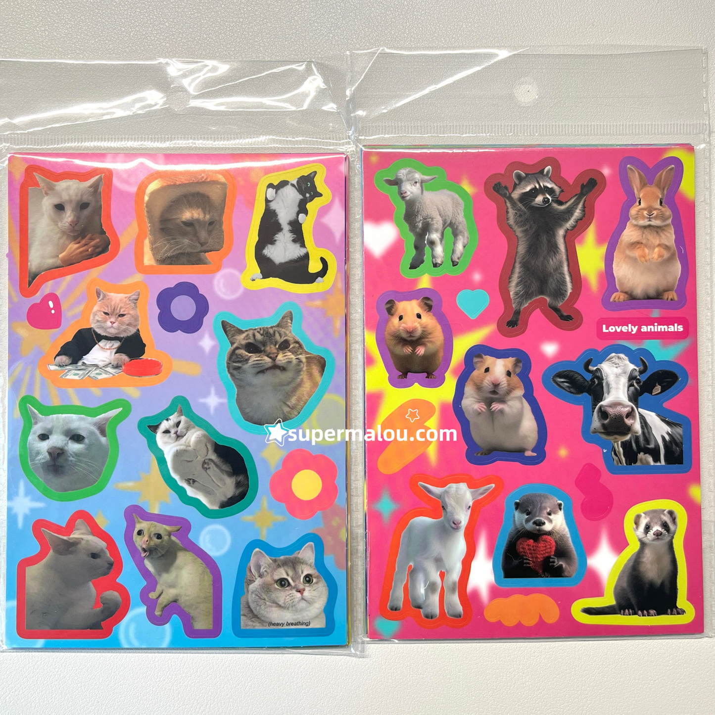 16 Sheets American Retro Animal Collage Cat Back Card Waterproof Stickers