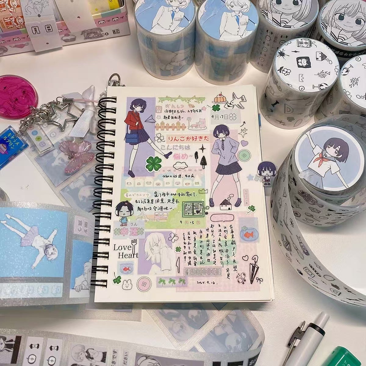 2.1M Girl Character Comic Flash Sticker Roll