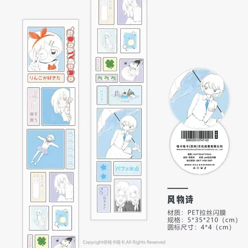 2.1M Girl Character Comic Flash Sticker Roll