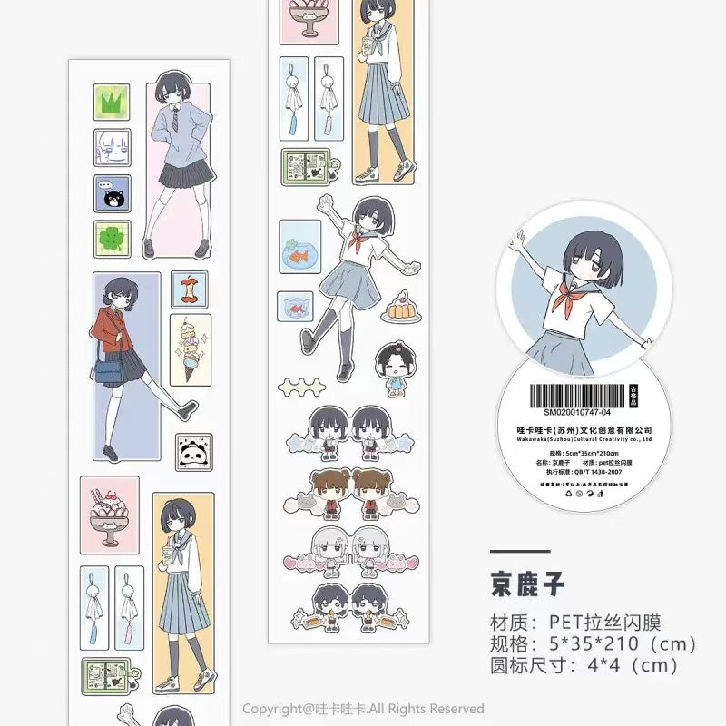 2.1M Girl Character Comic Flash Sticker Roll