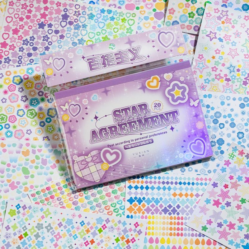 20 Sheets Star Art Paper Deco Sticker Book Set Of 2