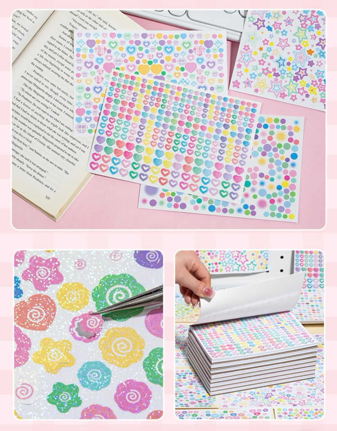 20 Sheets Star Art Paper Deco Sticker Book Set Of 2
