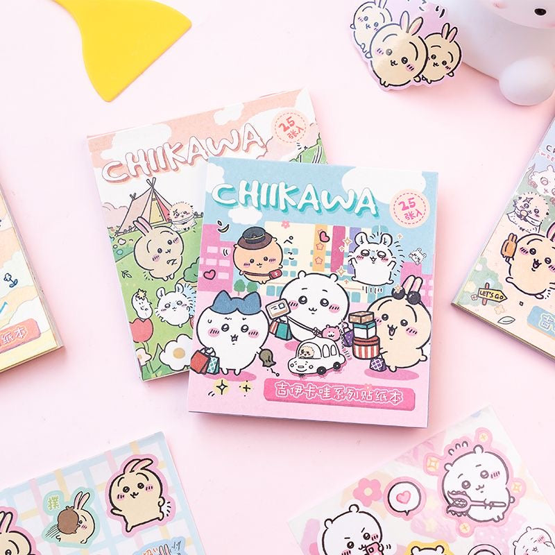 25Pcs Chiikawa Cartoon Flash Sticker Book