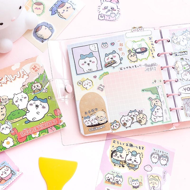 25Pcs Chiikawa Cartoon Flash Sticker Book