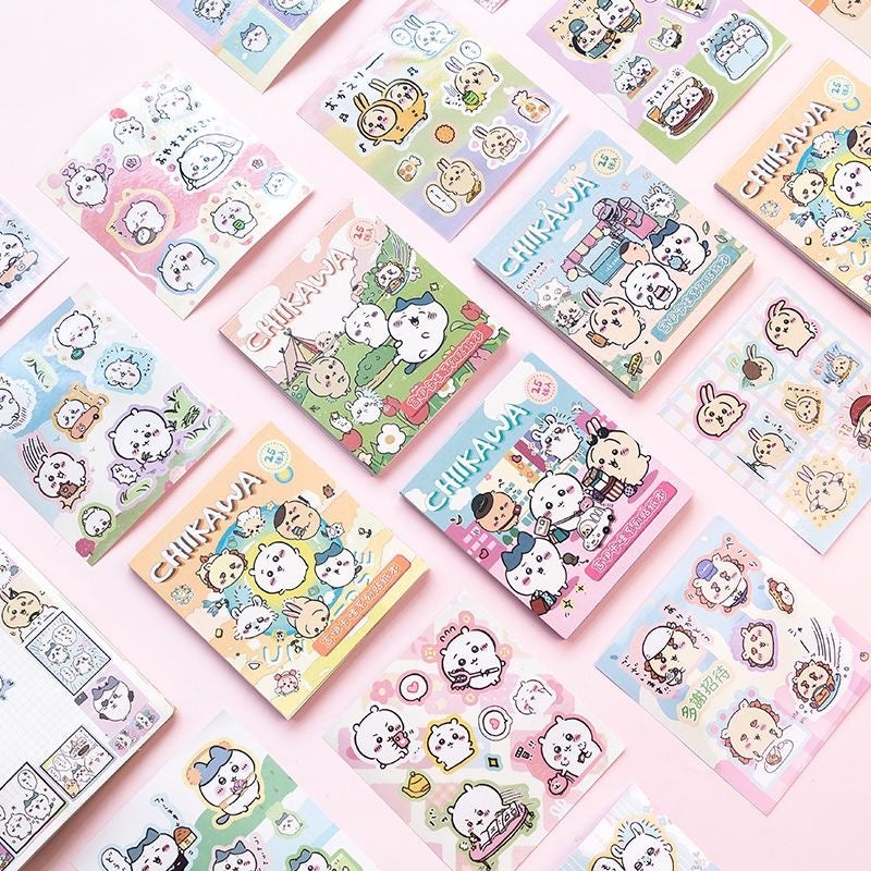 25Pcs Chiikawa Cartoon Flash Sticker Book