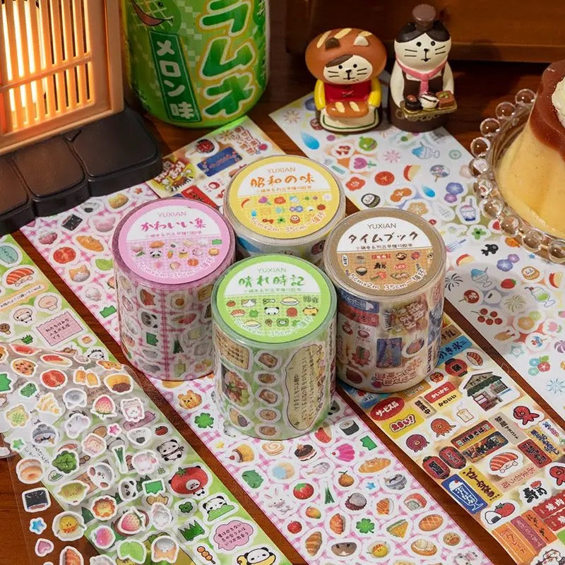 2M Retro Style Cute Pattern Deco Sticker Roll
