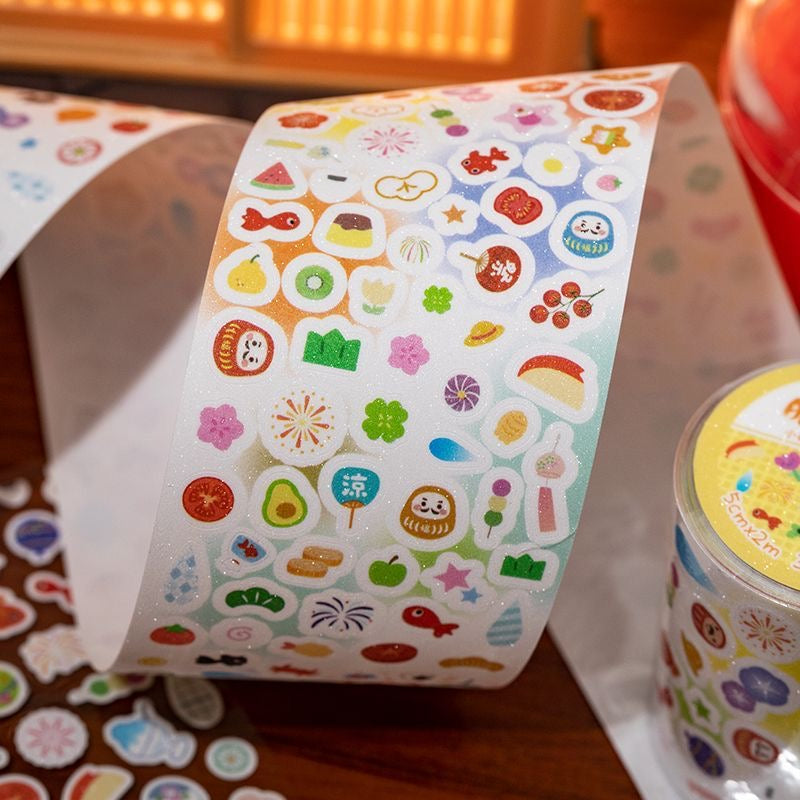 2M Retro Style Cute Pattern Deco Sticker Roll