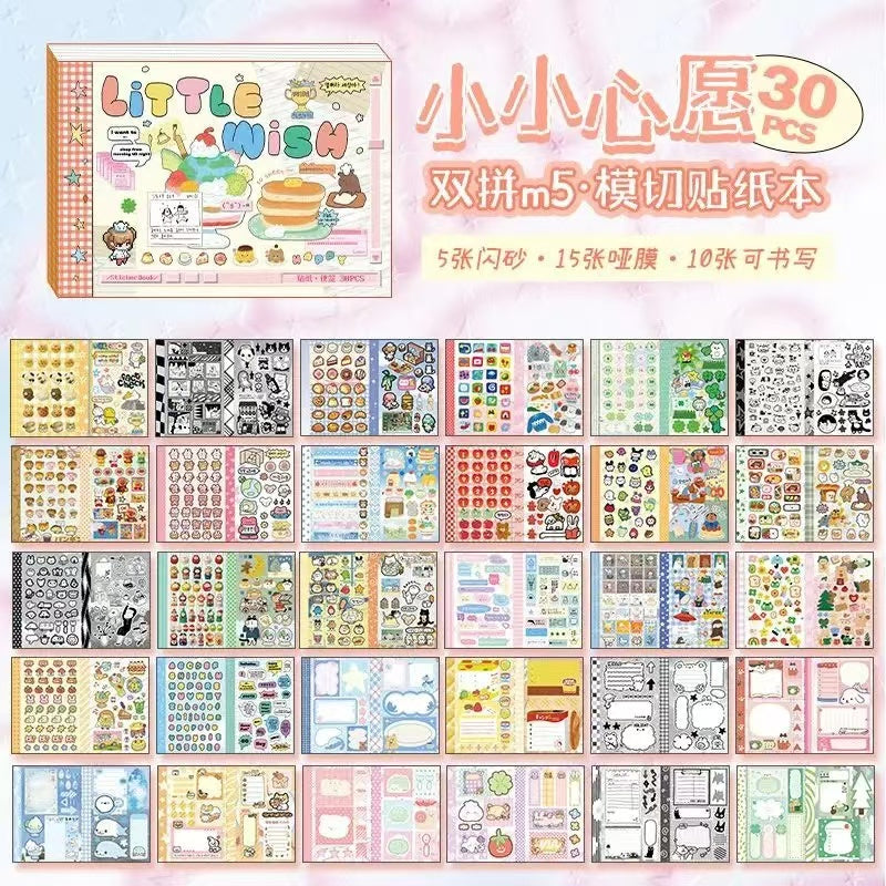 30Pages Cute Cartoon Sticker Book Label Stickers