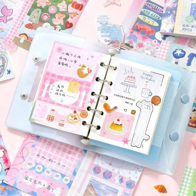 30Pages Cute Cartoon Sticker Book Label Stickers