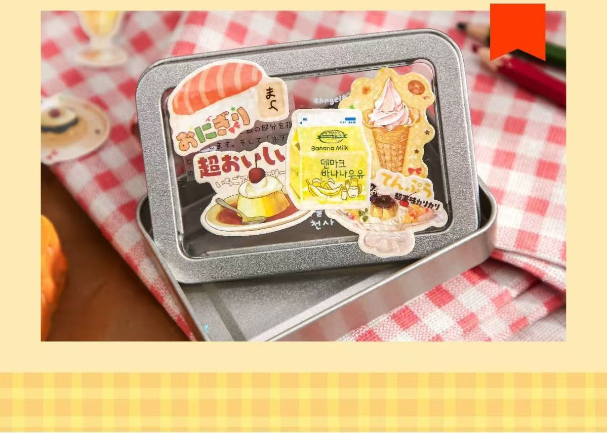30Pcs Japanese Retro Food Flash Stickers Set Of 4