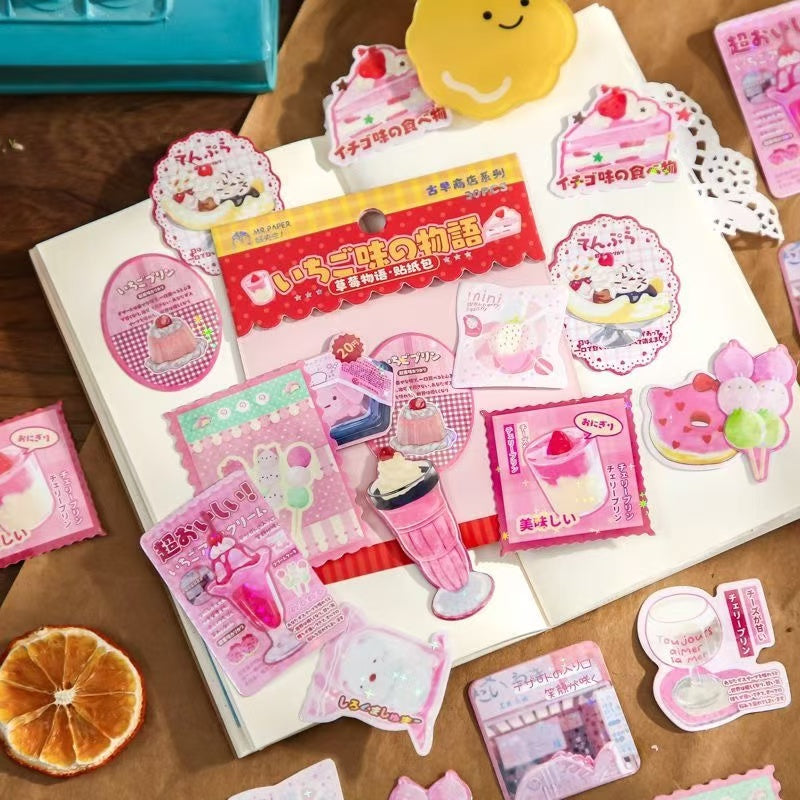 30Pcs Japanese Retro Food Flash Stickers Set Of 4