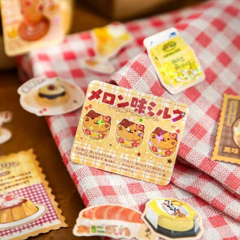 30Pcs Japanese Retro Food Flash Stickers Set Of 4