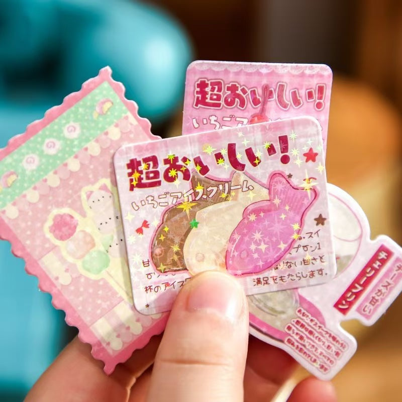 30Pcs Japanese Retro Food Flash Stickers Set Of 4