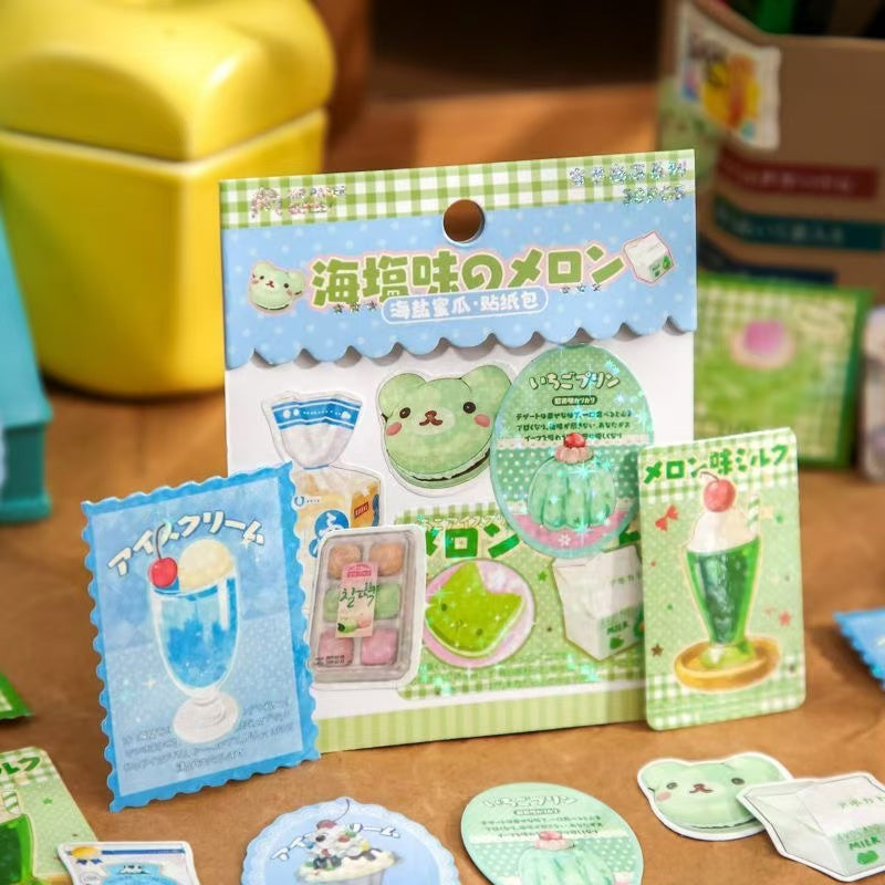 30Pcs Japanese Retro Food Flash Stickers Set Of 4