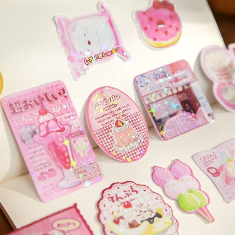 30Pcs Japanese Retro Food Flash Stickers Set Of 4
