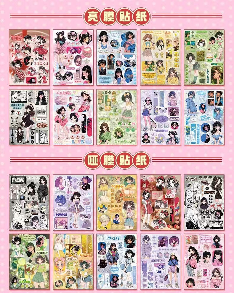 30 Sheets Showa Girls Digital Cartoon Japanese Sticker Book