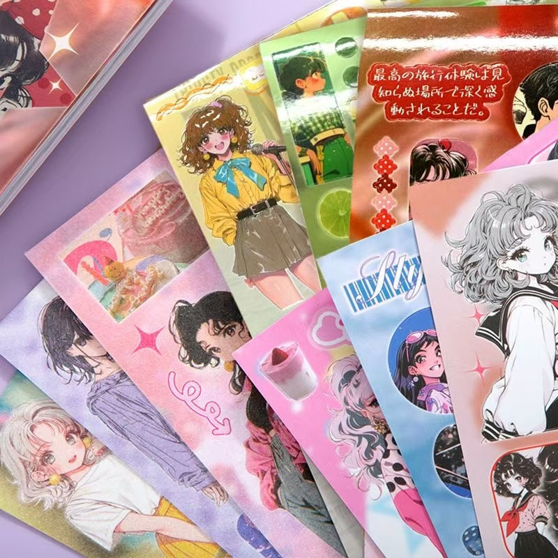 30 Sheets Showa Girls Digital Cartoon Japanese Sticker Book