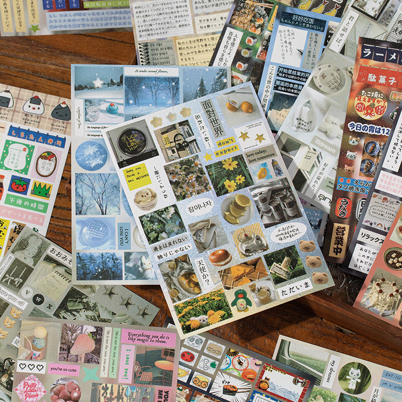 30Pages Japanese Retro Sticker Book Scrapbook Material