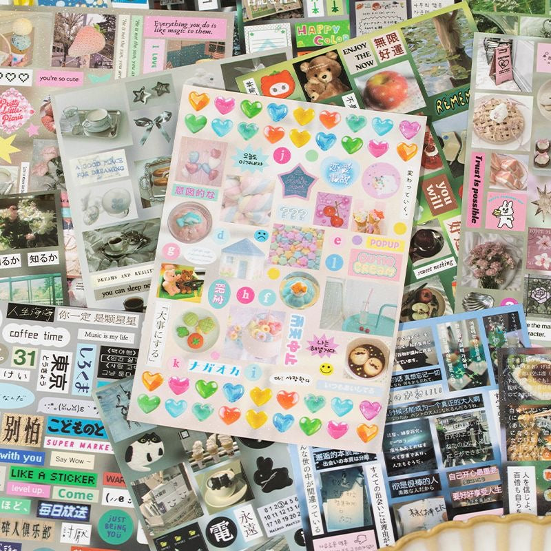 30Pages Japanese Retro Sticker Book Scrapbook Material