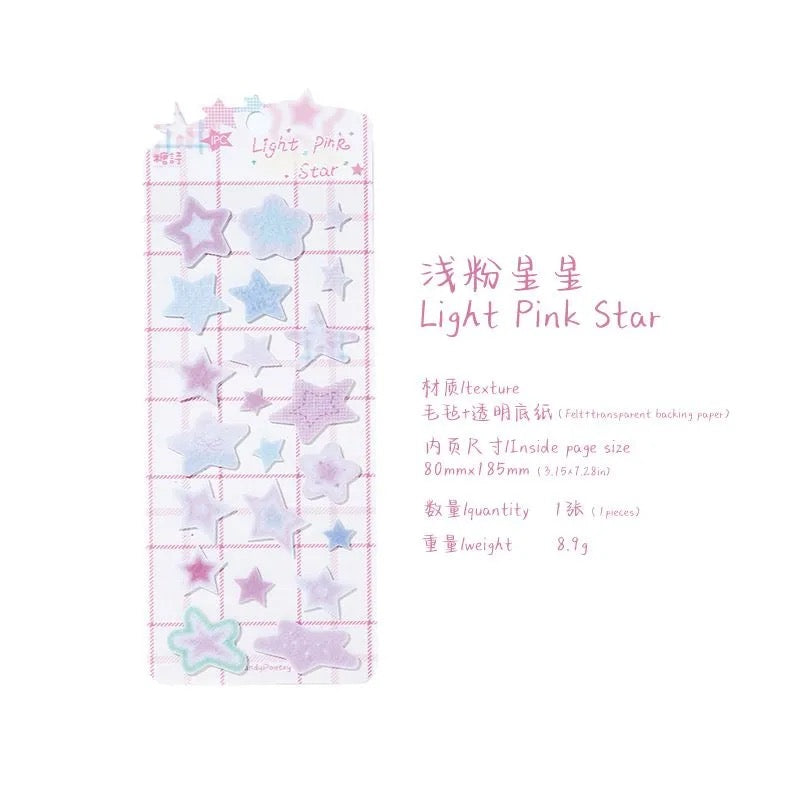 3D Felt Star Stickers Set of 6