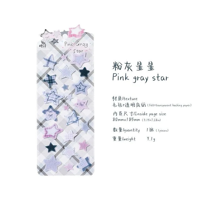 3D Felt Star Stickers Set of 6