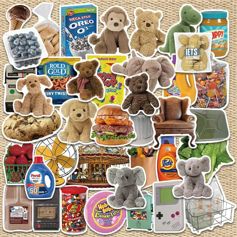 40Pcs 40 IG Style Retro Collage Teddy Bear Stickers