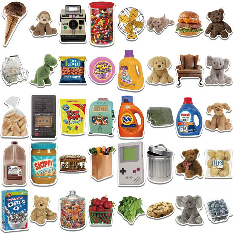40Pcs 40 IG Style Retro Collage Teddy Bear Stickers