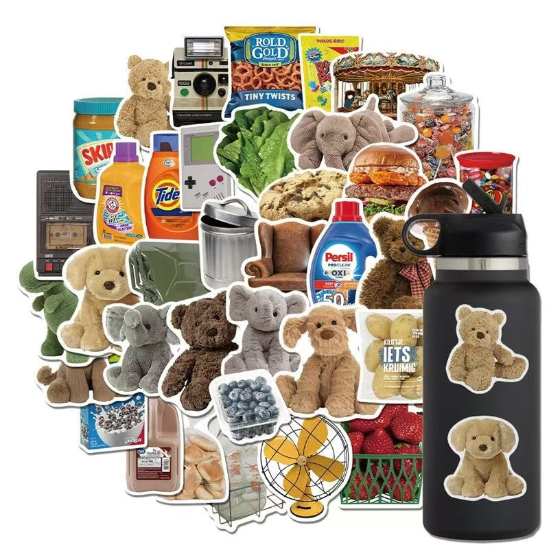 40Pcs 40 IG Style Retro Collage Teddy Bear Stickers