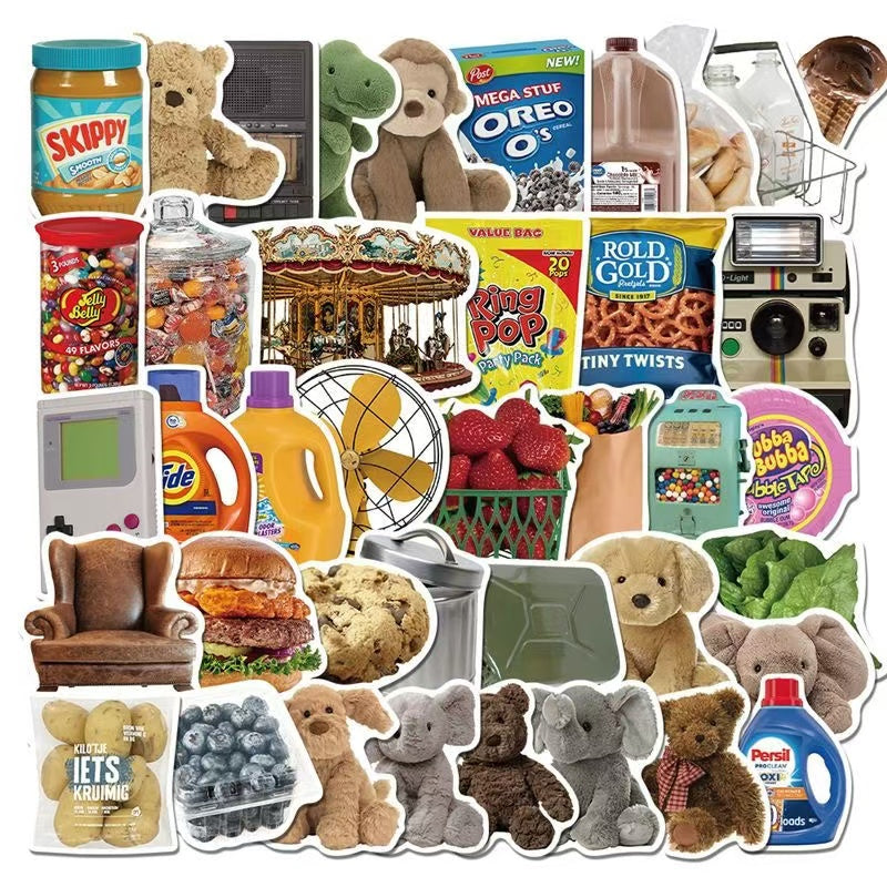 40Pcs 40 IG Style Retro Collage Teddy Bear Stickers