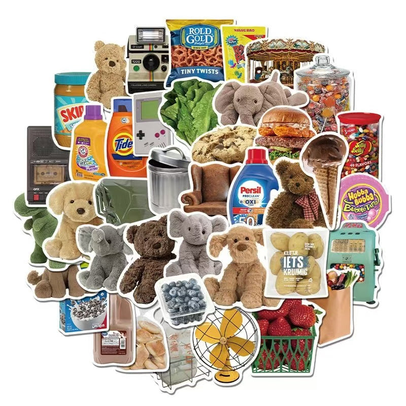 40Pcs 40 IG Style Retro Collage Teddy Bear Stickers