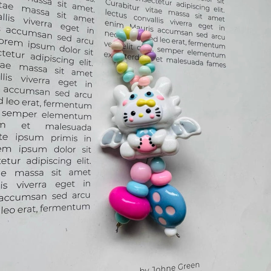 Cute Hand Drawn Bead Keychain Phone Chain Pendant (Including Spacer)