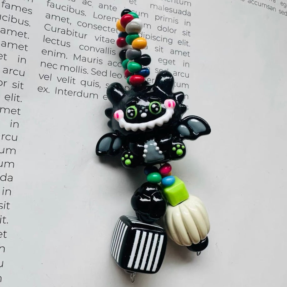 Cute Hand Drawn Bead Keychain Phone Chain Pendant (Including Spacer)