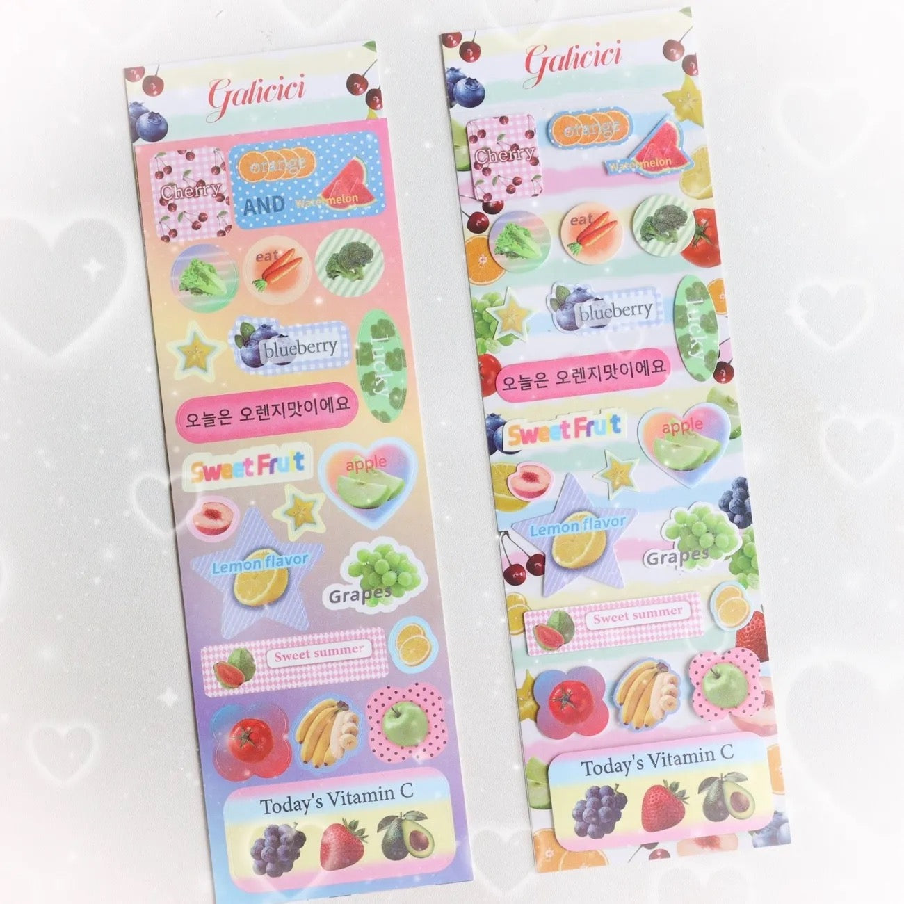 Korean Cartoon Animal Clover Apple Glitter Sticker