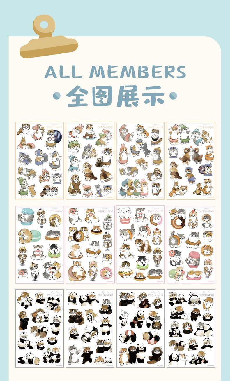 4 Sheets Mofusand PET Waterprof Stickers Set Of 5
