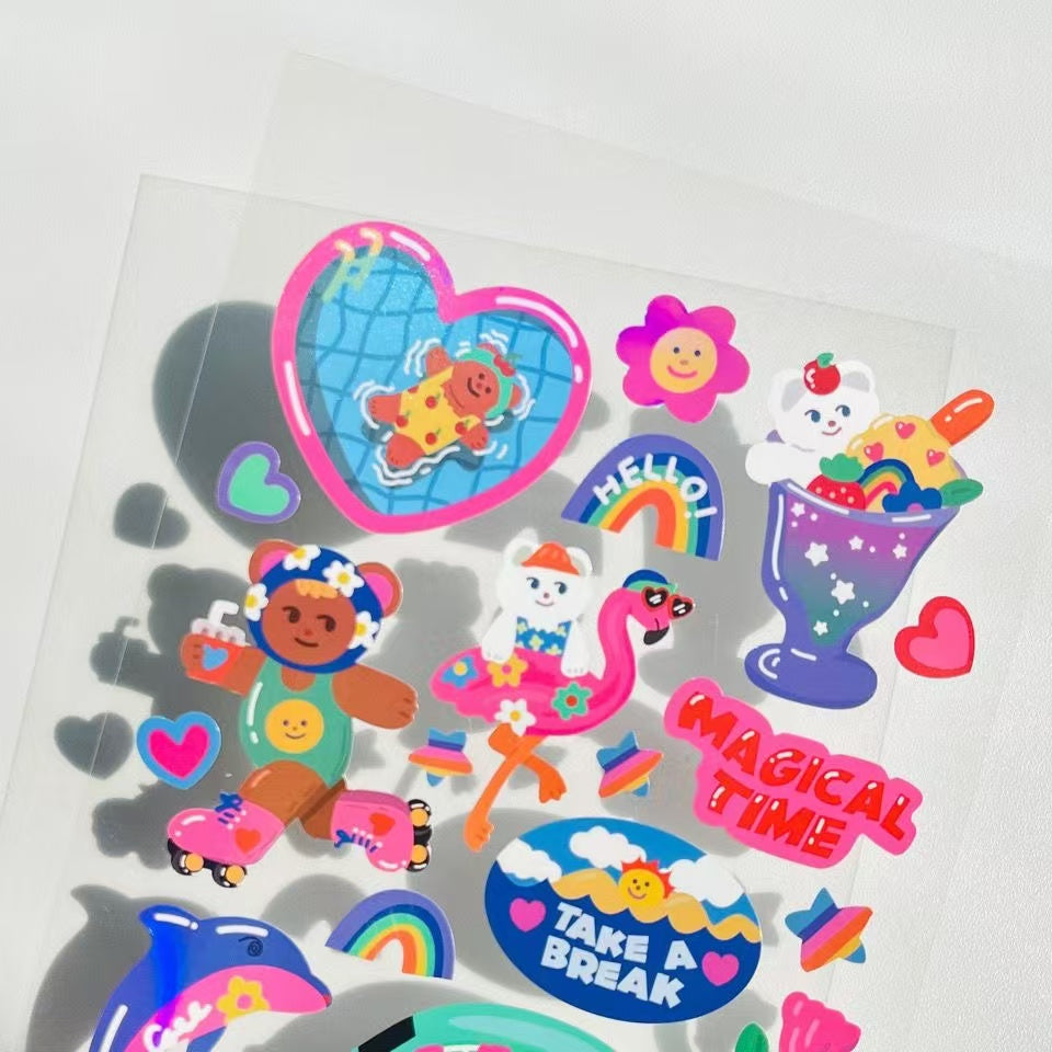 Retro Style Laser Comic Stickers