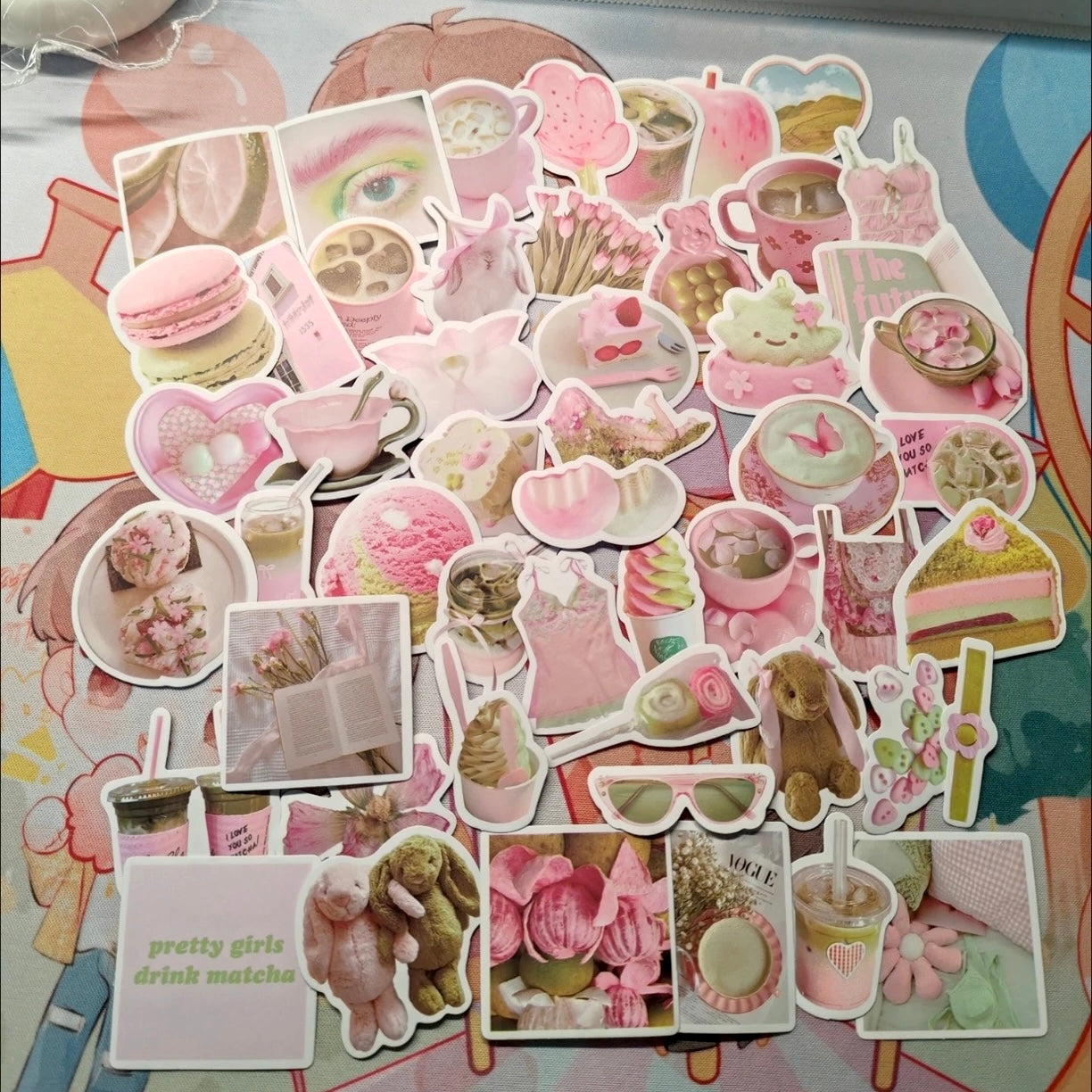 51pcs Pink And Green IG Style Stickers