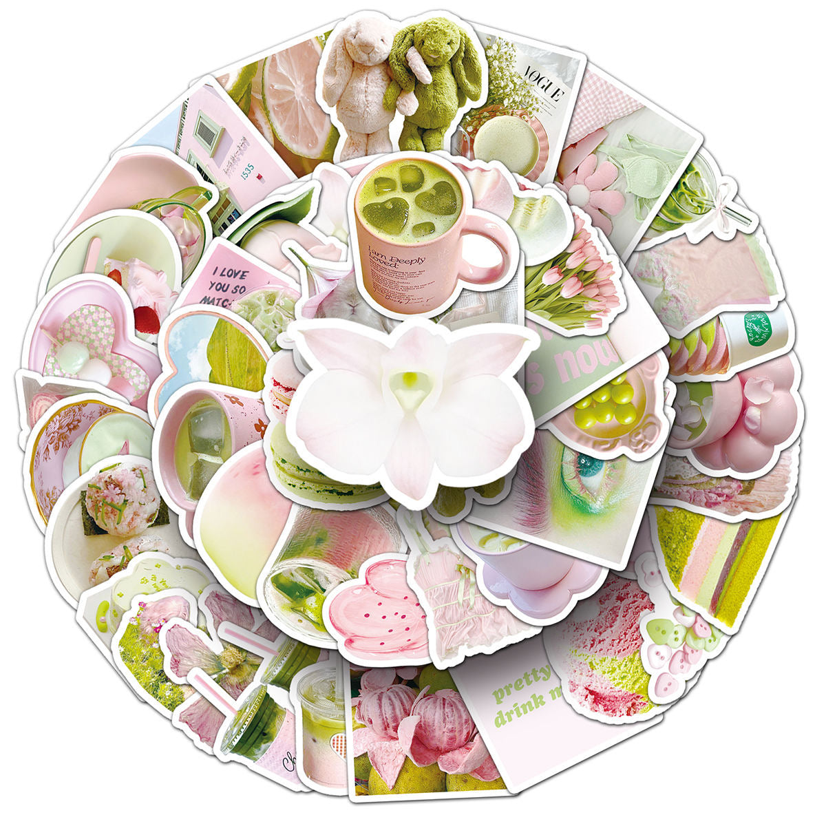 51pcs Pink And Green IG Style Stickers