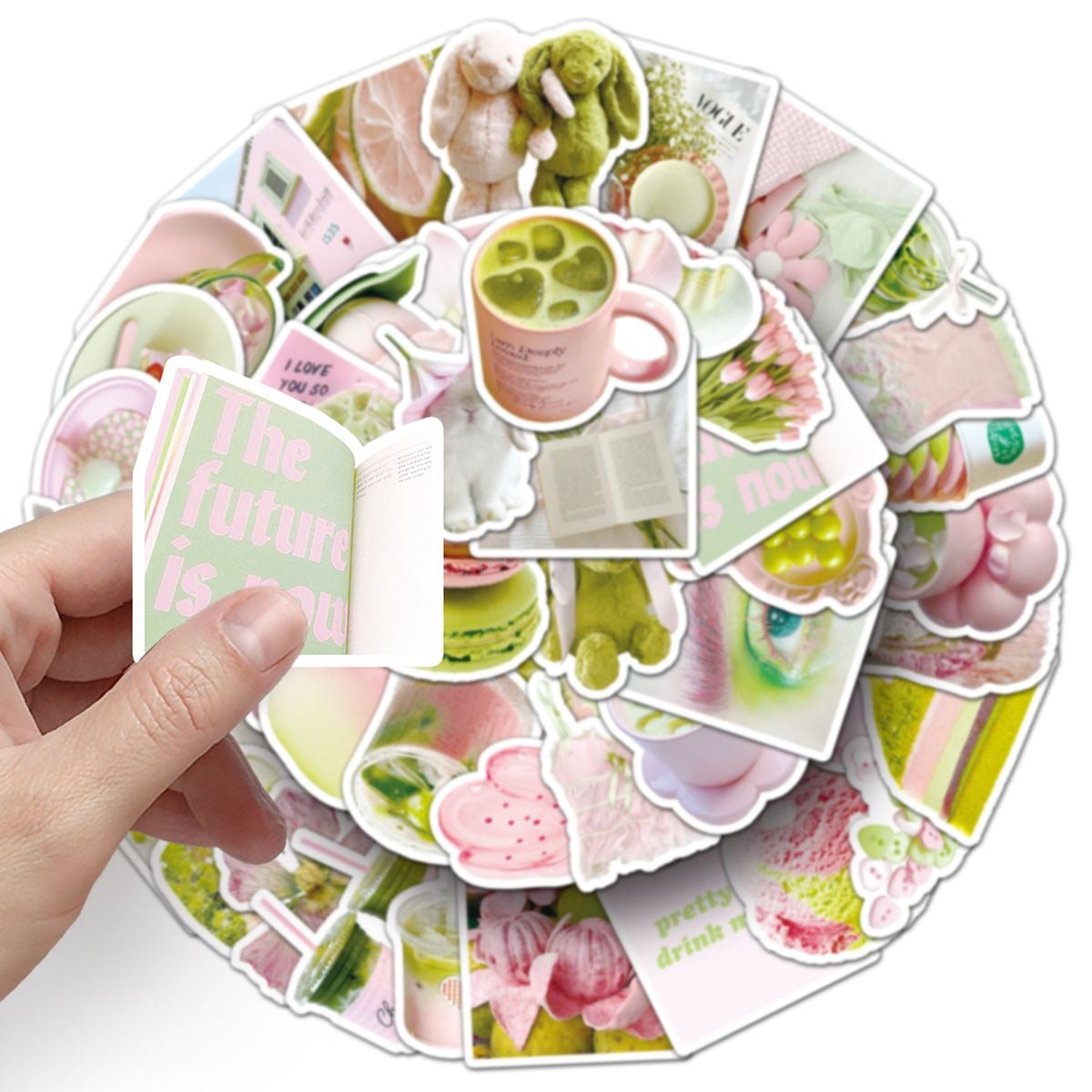 51pcs Pink And Green IG Style Stickers