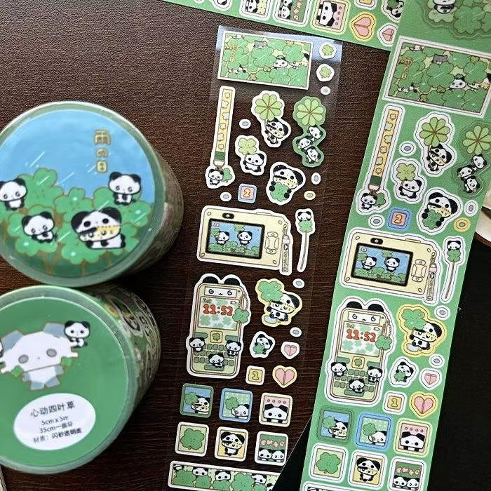 5M Red And Tomato Panda Orange Sticker Roll