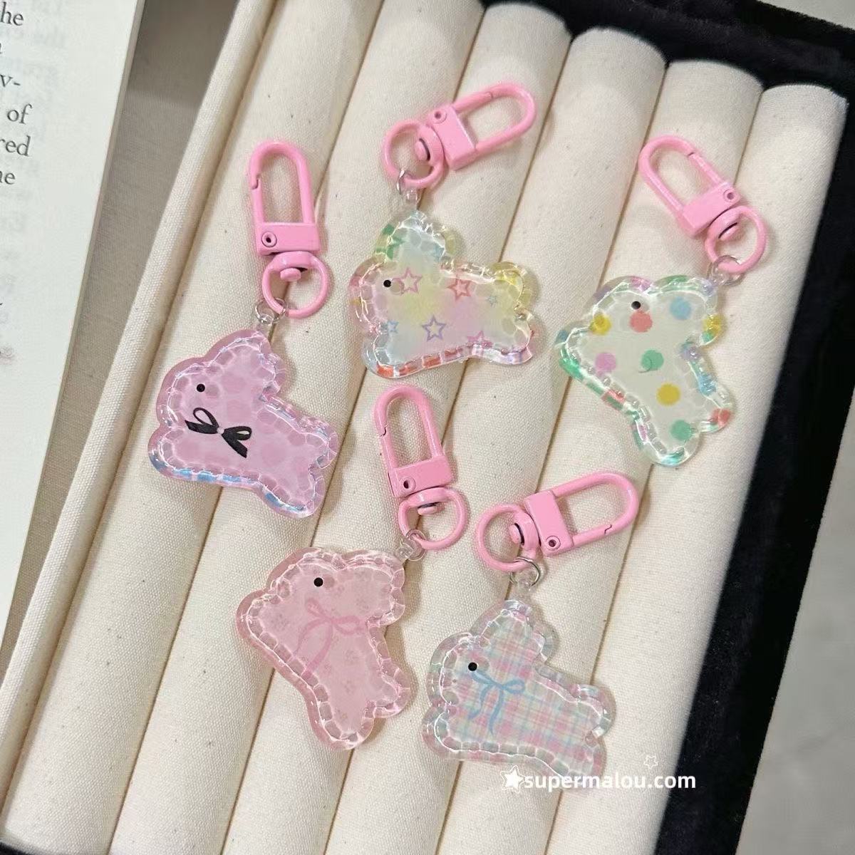 5 Styles Of Transparent Rabbit Keychains