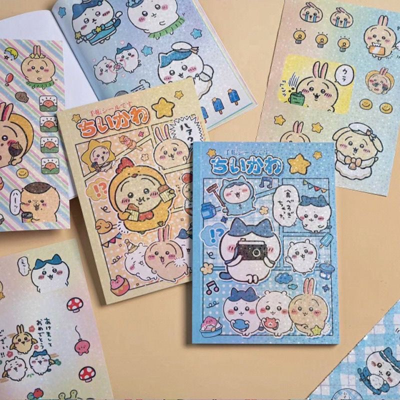 Chiikawa Cute Cartoon Laser Sticker Book Set of 4