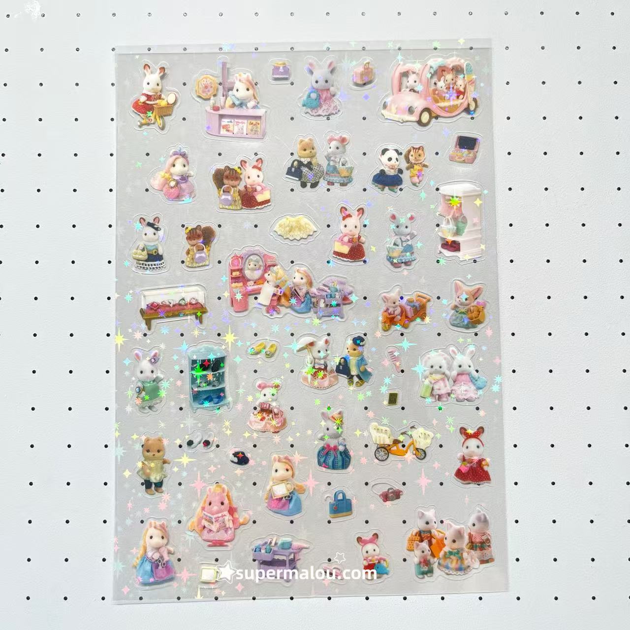 8 Sheets Sylvanian Families Laser Retro Stickers